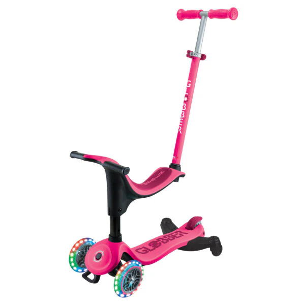 קורקינט 3 גלגלים גלובר גו אפ ספורטי Globber Go Up Sporty 360 נסיעה ב דחיפה/ ישיבה / עמידה 3 ב1 צבע ורוד - Image 13